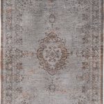 Louis De Poortere Rug, Fading World Grey Ebony 8257, Medallion design