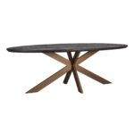 Dining table Blackbone brass oval 230, Black rustic