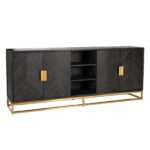 Sideboard Blackbone gold 4-doors , Black rustic
