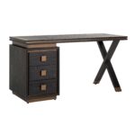 Desk Hunter 3-drawers, Black rustic
