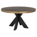 Dining table Bloomville 140Ø incl. glass, Black / Gold