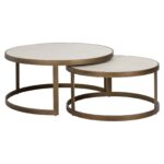 Coffee table Whitebone brass set of 2, Verona Grey