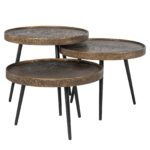 Coffee table Luton set of 3, Black / Gold