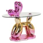 End table Usha with glass, Pink