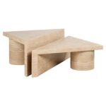 Coffee table Fictus set of 2 faux travertine, Beige