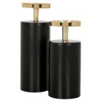 Candle holder Caya big, Black / Gold