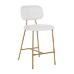 Counter stool Xenia white bouclé / brushed gold, Copenhagen 900 Bouclé White