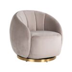 Swivel lounge chair Jago khaki velvet / brushed gold, Quartz Khaki 903