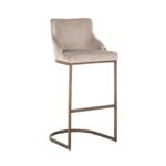Bar stool Bolton khaki velvet / brushed gold fire retardant, Quartz 903 Khaki