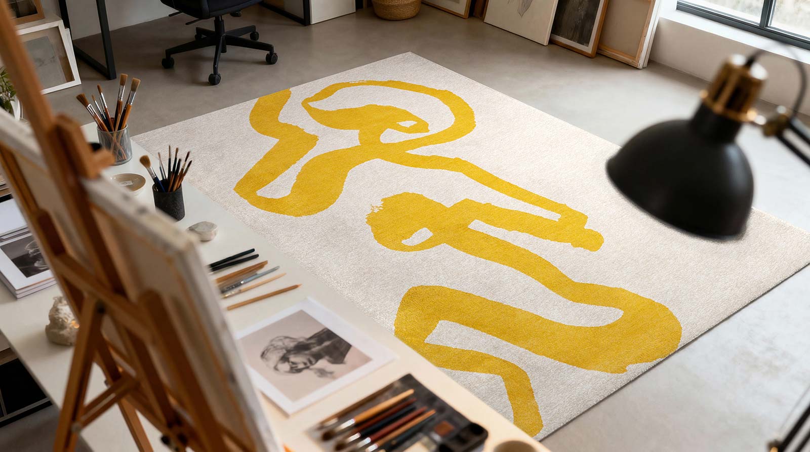 Louis De Poortere rug Craft 2084 Ribbon Pure Yellow interior 2